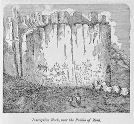 Inschriftfelsen, in der Nähe des Pueblo von Zuni, aus 
